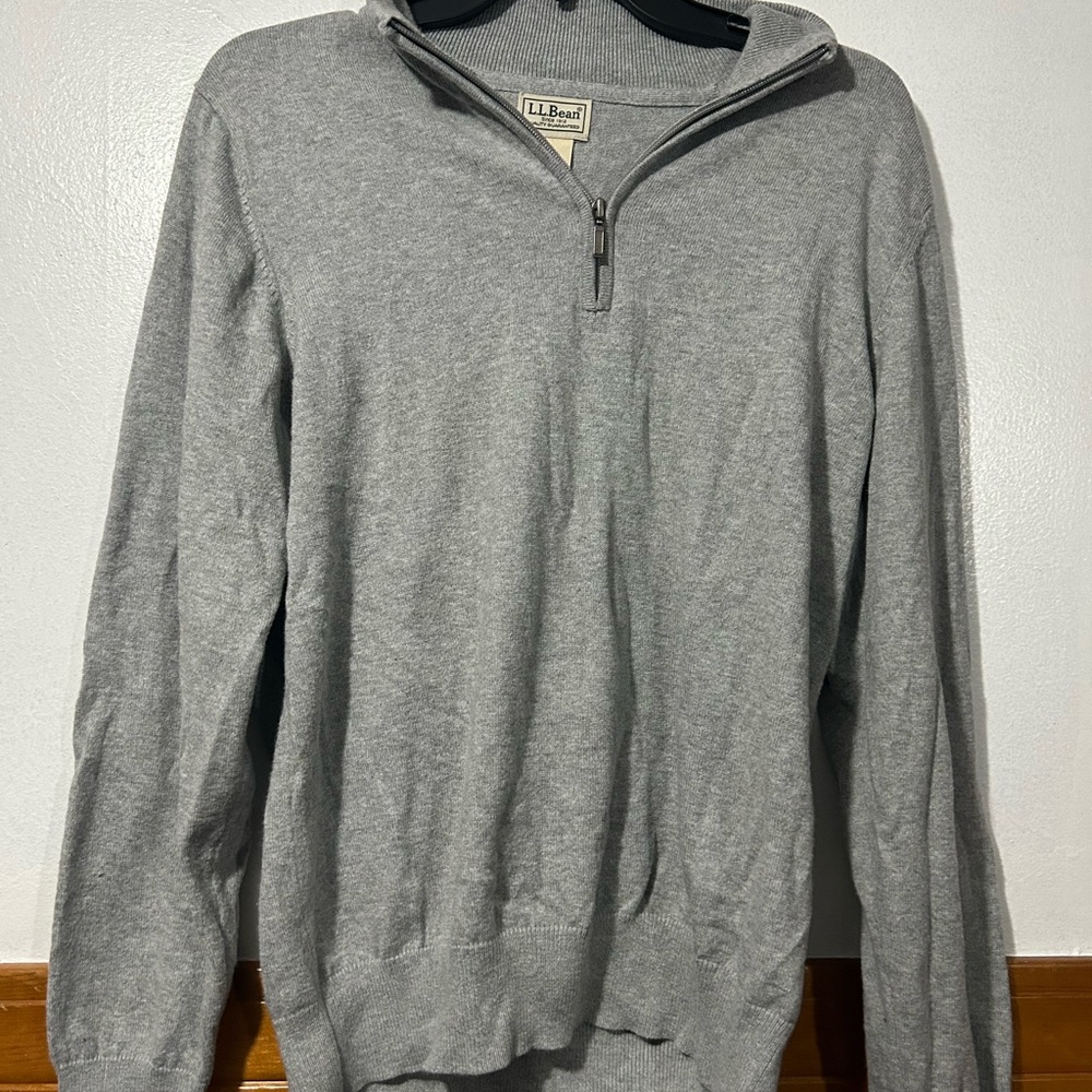 L.L. Bean Men’s Light Gray Half-Zip Sweater